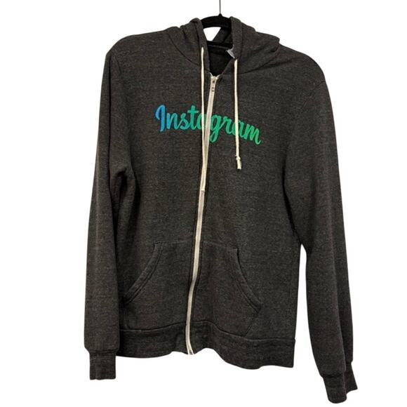 Instagram Hoodie Alternative Size Large Full Zip Grey Lightweight Soft Stretch - Picture 1 of 8